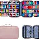 Hair Accessories Organizer for Girls, Hair Accessories Storage Bag, Hair Bow Storage Organaizer for Girls with Multi-Compartments, Baby Hair Accessories Organizer for Travel (Pink)