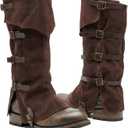 Mepase Men's Pirate Medieval Boot Covers, Renaissance Pirate Costume Steampunk Boots Cover Except Shoes, Viking Warrior Knight Armor Leg Gaiters Cosplay Accessory Dark Brown