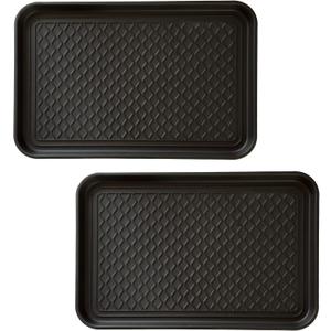 All-Weather Indoor/Outdoor Mat for Boots - Weather-Resistant Hard Plastic Shoe and Boot Tray with Raised Edge by Stalwart (Black, MEDIUM)
