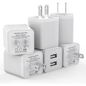 4Pack USB Wall Charger, iGENJUN 2.4A Phone Charger Dual USB Port Cube Power Plug Adapter Fast Wall Charger Block Compatible with iPhone 17/17 Pro/16/16 Pro, Samsung Galaxy, Pixel, LG, Android-White