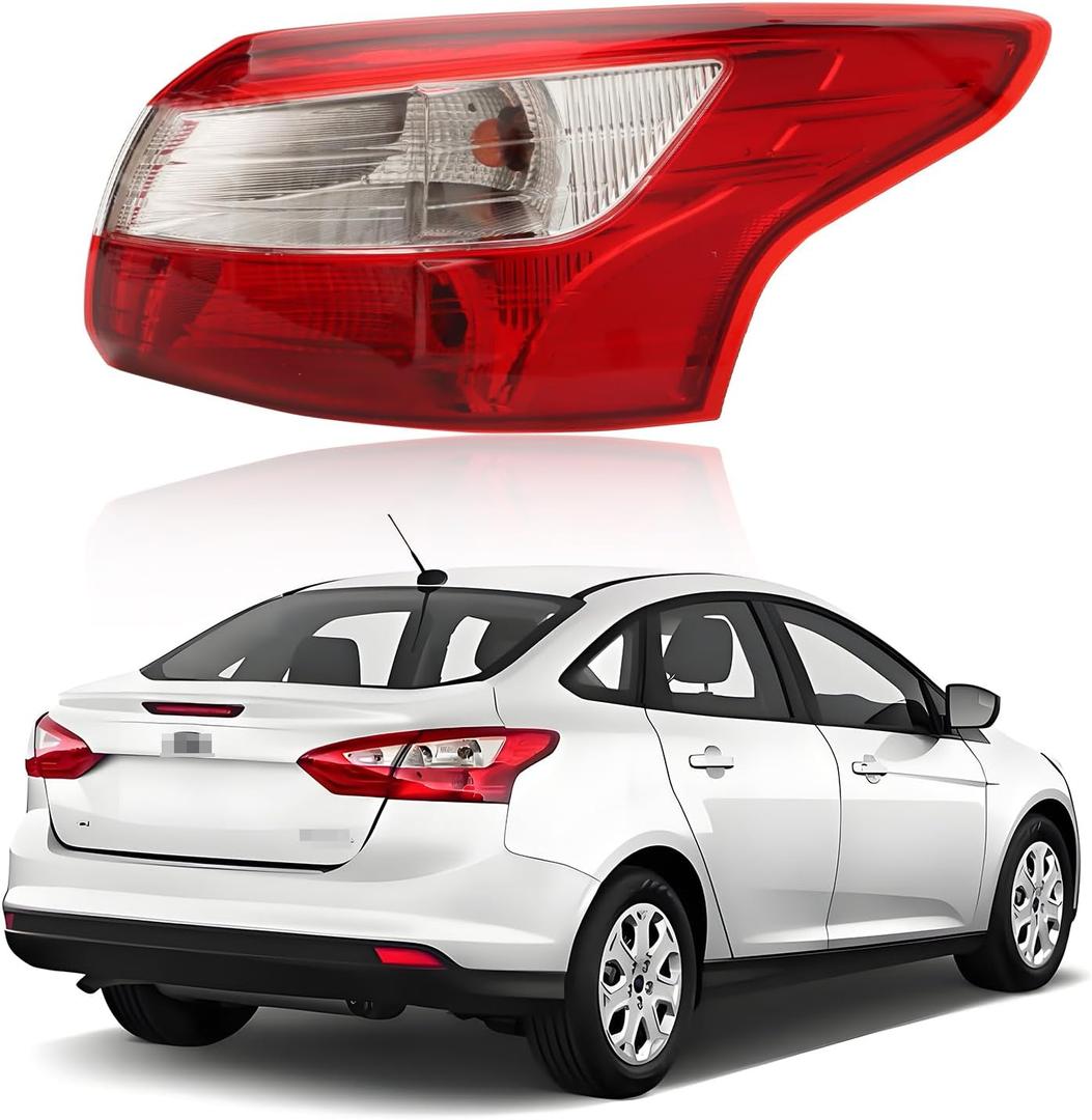 Tail Lights Assembly Compatible with Fo-rd Focus Sedan 2012 2013 2014, [Bulbs Included] Right/Passenger Side, Taillight Rear Lamp Assembly, Red Lens