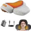 Lewuyoya Non-Rechargeable 3-in-1 Neck Massager Pillow with Heat for Pain Relief Deep Tissue, Cervical Neck Pillow with Traction Massager,Light Grey