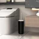 Toilet Brush and Holder Set of 2 | Great Value 2-Pack for Multiple Bathrooms | Sturdy Reinforced Handle for Durability | Discreet Enclosed Caddy | 360 Deep Cleaning Bristles | (Black)