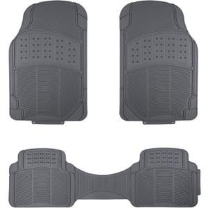 Universal PVC Faux Rubber Car Floor Mats, Anti-Slip, All Weather Protection, Waterproof Flexible Trim to Fit for 95% Automotive SUV Sedans Trucks, Charcoal Pure Grey, Pack of 3
