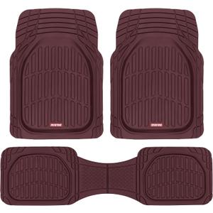 Motor Trend FlexTough Floor Mats for Cars, Burgundy Deep Dish All-Weather Car Mats, Waterproof Trim-To Fit Automotive Cars Trucks SUV, Universal Liner Accessories