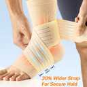 Low-Profile Ankle Braces for Women & Men, Customizable Ankle Compression Sleeve w/Wide Strap, Foot Support Wrap for Plantar Fasciitis Pain Relief, Achilles Tendonitis, Sprain, Beige, 1 Pair, L