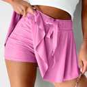 2 Pack EARKOHA Women's Mini Skort Casual Tennis Skirt High Waisted Flowy Athletic Mini Skirt with Shorts (Pink, S)