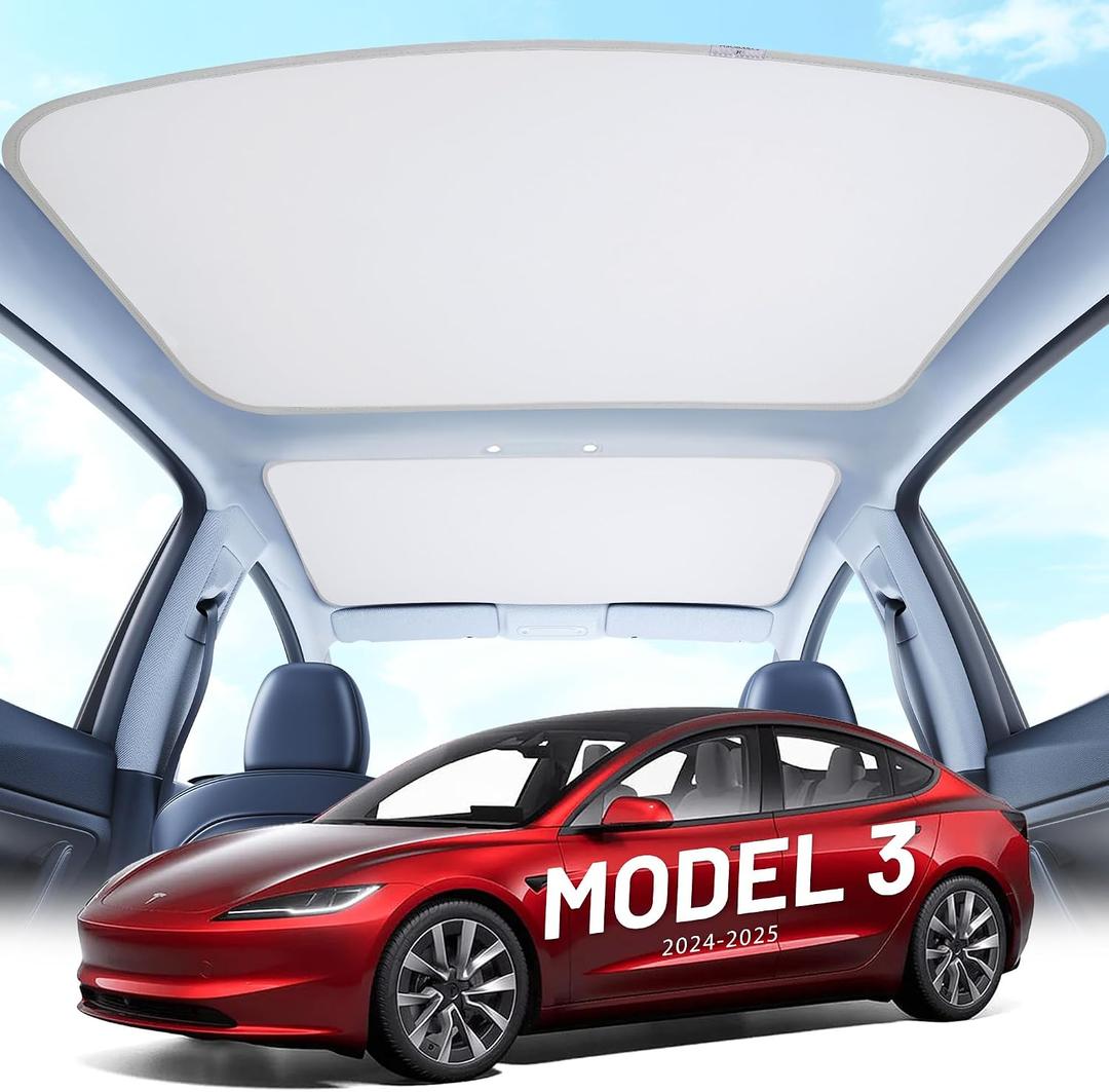 2025 Upgrade Tesla Model 3 Sunshade Roof [No-Gap/No-Sag] with Storage Bag, Tesla Model 3 Highland 2024 2025 Heat Insulation Foldable Top Window Sunroof Shading Blocker Cover Accessories