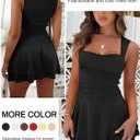 Women's Square Neck Ruffle Hem Mini Dresses Ruched Waist Slim Sleeveless Corset Dress for Women Short Party Dress (Black, L)