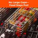 Large Kabob Grilling Basket with Removable Handle. Stainless Steel construction with a Larger Capacity (12 x 2 x 2) and secure easy latch lid. (3-Piece Set  Bag & Sponges Included)