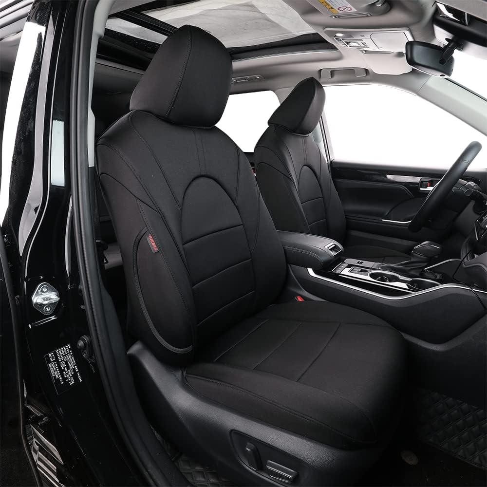EKR Seat Covers for Toyota Grand Highlander 2024-2026 8 Seats, Full Set | Custom Fit for Toyota Grand Highlander 2024-2026,(2nd Row 40/60 Split),Easy-Wipe Protection -Neoprene(Black)