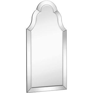 Hamilton Hills 21" x 43" Classic Silver Framed Glass Rectangular Mirror | Designer Tall Arched Top Mirrored Edge Premium Silver Backed Glass Panel for Hanging in a Vanity, Closet, Entry or Bathroom