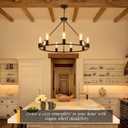 9-Lights Farmhouse Chandelier | Dia 32'' Black Wagon Wheel Chandelier | Rustic Hanging Dining Room Light Fixture | Apply to Living Room | Kitchen Island | Entryway | Foyer, D32'' 9-Light