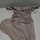 R&M Richards Women's Long Glitter Jacquard Cowl Neck Gown W/Ruched Bodice, V-Back & Flowing Pleated Skirt, 6