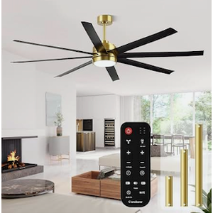 Modern Ceiling Fans with Lights, 72 Inch Ceiling Fan with Light and Remote, Bedroom Living Room Library Cafe Outdoor/Industrial,24W 6CCT Dimmable, 8 Blades 6 Speed Reversible Quiet DC Motor, Black