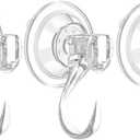 3 Pack Clear Suction Cup Hooks, Heavy-Duty Reusable Wreath Hangers for Glass Windows Smooth Doors, Waterproof Suction Cup Hooks for Shower Bathroom kitchenware and Christmas Wreaths,Up to 15 lbs (3)
