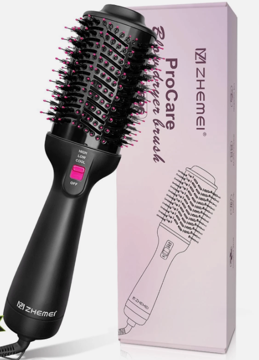Thermal Brush Blowout Volumizer with Flexi-Fit for Hair Straightening, Heated Round Styler Tool, Hair Straightener