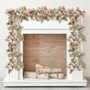 Riceshoot 2 Pcs Thanksgiving Fall Maple Leaves Garland 6 ft Hanging White Cream Neutral Autumn Fall Garland Table Decoration for Mantel Fireplace Porch Front Door Christmas Home Decor