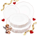 WDF 60pcs Rose Gold Plastic Plates-Baroque White &Rose Gold Disposable Plates including 30Plastic Dinner Plates 10.25inch, 30 Salad Plates 7.5inch for Wedding, Parties, Valentines Day