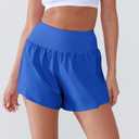 Women's High Waisted Running Shorts with Spandex, Athletic Shorts for Women Light and Airy with Wind-Resistant Fabric (Blue)
