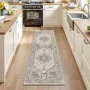 Yamaziot Boho Washable Kitchen Rugs, 2x6 Non Slip Kitchen Mats for Floor with Rubber Backing, Waterproof & Stain Resistant Carpet Runner Throw Rug for Kitchen, Laundry Room, Hallway, Beige Brown/Grey