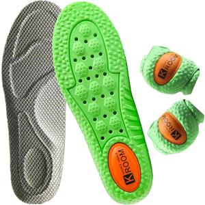 3 x Cloud Insoles for Men Women - Ultra-Soft Memory Foam Insoles - Arch Support Shoe Inserts for Running Walking - Breathable Shock-Absorbing Sports Insole (Gray-Green, Men 5-6/Women 6-7)