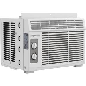 Amazon Basics 5000-BTU Small Window Air Conditioner, Up to 150 Sqf, Window AC Units with Cool and Fan Functions, Washable Filter, Adjustable Window Kit, Intuitive Mechanical Controls, White