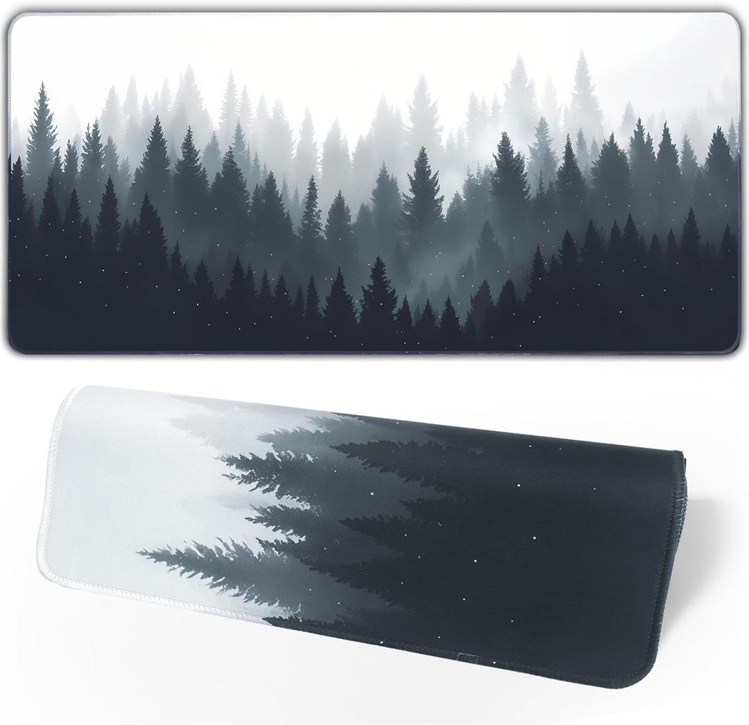 Winter Forest Tree Mouse Pad Gaming Mousepad Non-Slip Rubber Base Keyboard Pad Desk Mat for Home Office, 31.5 x 11.8 in