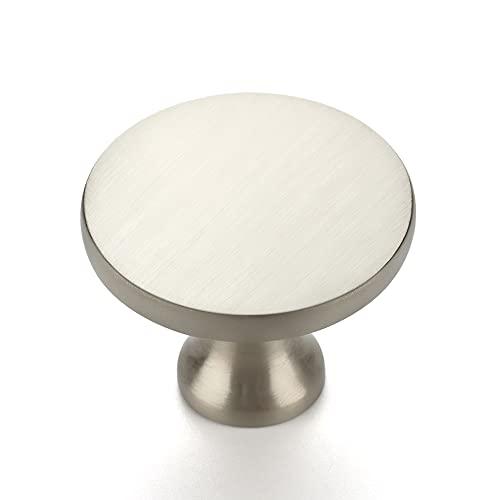 Ravinte 29 Pack 1-1/4 Inch Brushed Nickel Round Kitchen Cabinet Knobs,Zinc Solid Drawer Pulls, Cabinet Handles for Cupboard, Dresser, Closet and Bathroom, Modern Cabinet Hardware for Cabinets