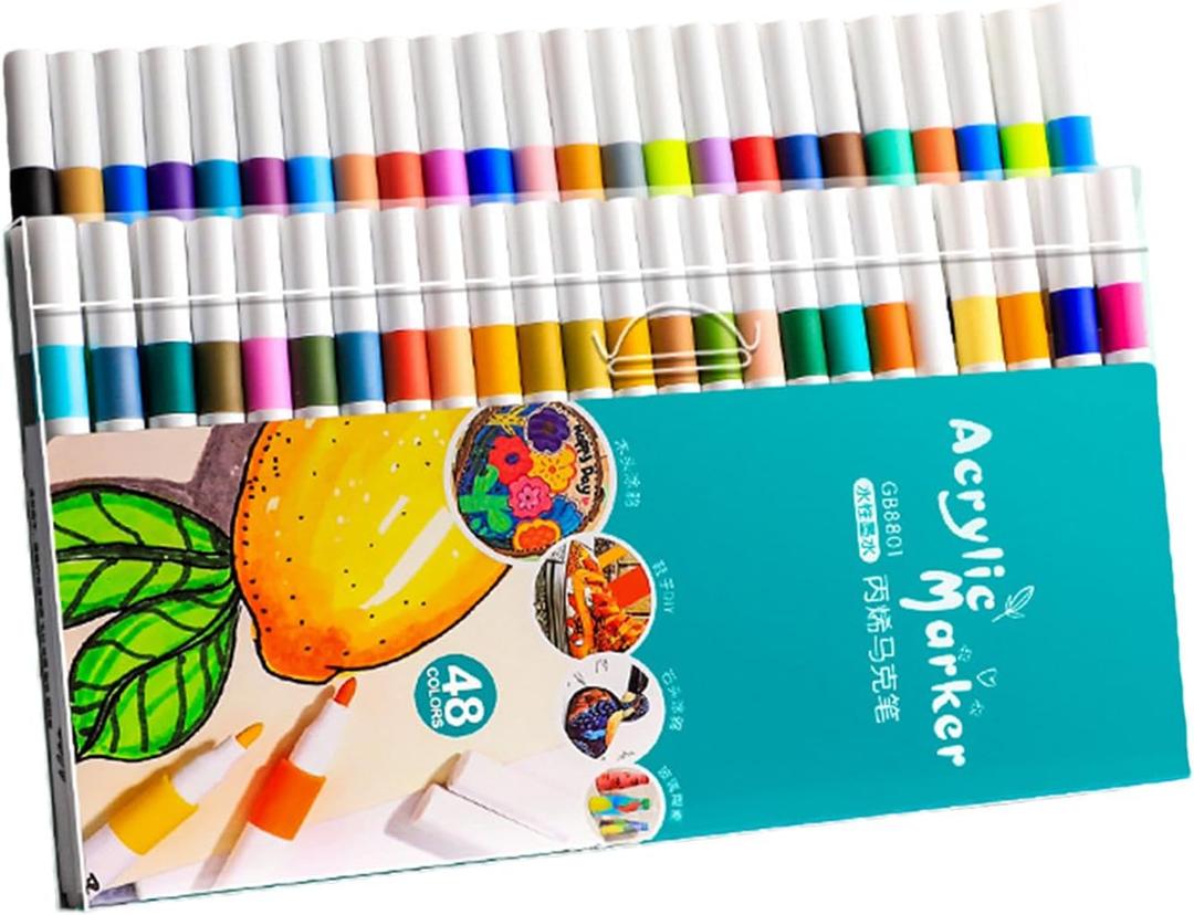 Marker Pen For Kids  PP Material, Quick-Drying Waterproof Marker, Fine Tip And Brush Pen | Perfect For Stone Wood Canvas Crafts Painting Drawing Art Supplies Creative Use