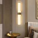 Kalium 24in Modern Wall Sconces, Dimmable Bathroom Vanity Lights, 3000K Warm White LED Indoor Sconces Lighting for Bathroom, Stairs, Living Room, Bedroom. Hardwired. Gold - Cylindrical 24in, 24inch