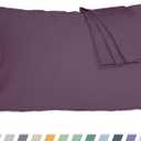HOMTEC Pillow Cases, King Size Cotton Percale Weave Pillowcases, Pre-Shrunk Breathable and Hypoallergenic Pillowcases, Set of 2 (2 Piece King 20 Inch x 40 Inch, Dark Purple)