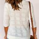 Dokotoo Women's Casual Short Sleeve Loose Tunic Tops Lightweight Crochet Knit Summer Sweaters Blouses (White, M)