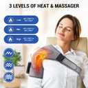 Heated Shoulder Wrap with Massage, Shoulder Heating Pad for Rotator Cuff Frozen Shoulder, Cordless Shoulder Heating Pads Shoulder Massager with Heat