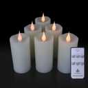TECHLONG Flickering Flameless Candles with 3D Moving Flame, 6 Pack Battery Operated Candles with Remote Timer, 2" x 4" Ivory Real Wax Pillar Electric LED Candle for Wedding Party