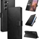 SUANPOT Compatible with Samsung Galaxy S23 5G Wallet case with RFID Blocking Credit Card Holder,Flip Book PU Leather Protective Cover Men Women for Samsung S23 Phone case Black Color
