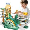 JUKUDAHU Dinosaur Climbing Slide Stair Toy for Toddlers Aged 3 4 5 6 7 8 - Racing Track Game Set, Sliding Car Toy, Dinosaur Themed with Light and Music, Birthday Dinosaur Gifts for Boys Girls Kids