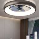 Ultra Low Profile Ceiling Fans with Lights and Remote Ultra Quiet 25 dB, 21" Modern Flush Mount LED Ceiling Fan Fandelier Ceiling Fan for Bedroom (Gold)