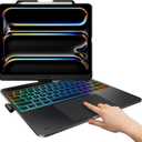typecase Touch Case with Keyboard for iPad Pro 13"(M5/M4, 2025/2024), iPad Air 13"(M4/M3/M2, 2026/2025/2024) & iPad Pro 12.9", Trackpad, 360 Rotatable, 11-Colors Backlit, Space Black