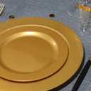 102 Pieces Solid Gold Disposable Plates, Gold Plastic Plates Premium Plastic Party Plates Includes: 51 Dinner Plate 10.25 Inch and 51 Salad/Dessert Plate 7.5 Inch for Wedding & Party