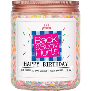 Homsolver Birthday Candles Gifts for Her and Him, Birthday Gifts for Women Men, Unique Best Friend Gift Ideas -Back & Body Hurts Happy Birthday Candle
