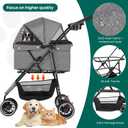 Pet Stroller,Dog Stroller for Small Medium Dogs Cats,3 Wheels,Foldable,with Breathable Mesh Canopy,Cup Holders,Easy Assembly,Grey