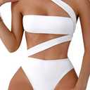 Lilosy Sexy Cutout Tube High Waist Bandeau Bathing One Piecce Swimsuit, Size M