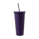 Matte Studded Tumbler with Lid & Straw, Reusable BPA Free Plastic Water Bottle, Travel Friendly Water/Iced Coffee/Cold Brew/Smoothie Textured Cold Cup, 24oz (Dusty Purple)