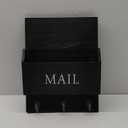 DLQuarts Mail Organizer with Key Holder for Wall, Mail Sorter Wall Mounted, Decorative Wooden Key and Mail Holder with 3 Hooks, Black