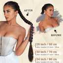 Sofeiyan Long Braid Ponytail Extension with Hair Tie Straight Sleek Wrap Around Hair Extensions Braid Pony Tail Fluffy Natural Soft Synthetic Hairpieces for Women Daily Wear, 34 inch-Black