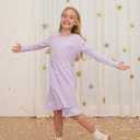PATPAT Toddler Girl Long Sleeve Dresses 2-Pack Ribbed Cotton & Woven A-Line, Soft Spring Outfits for Girls, 18M10Y (Purple)
