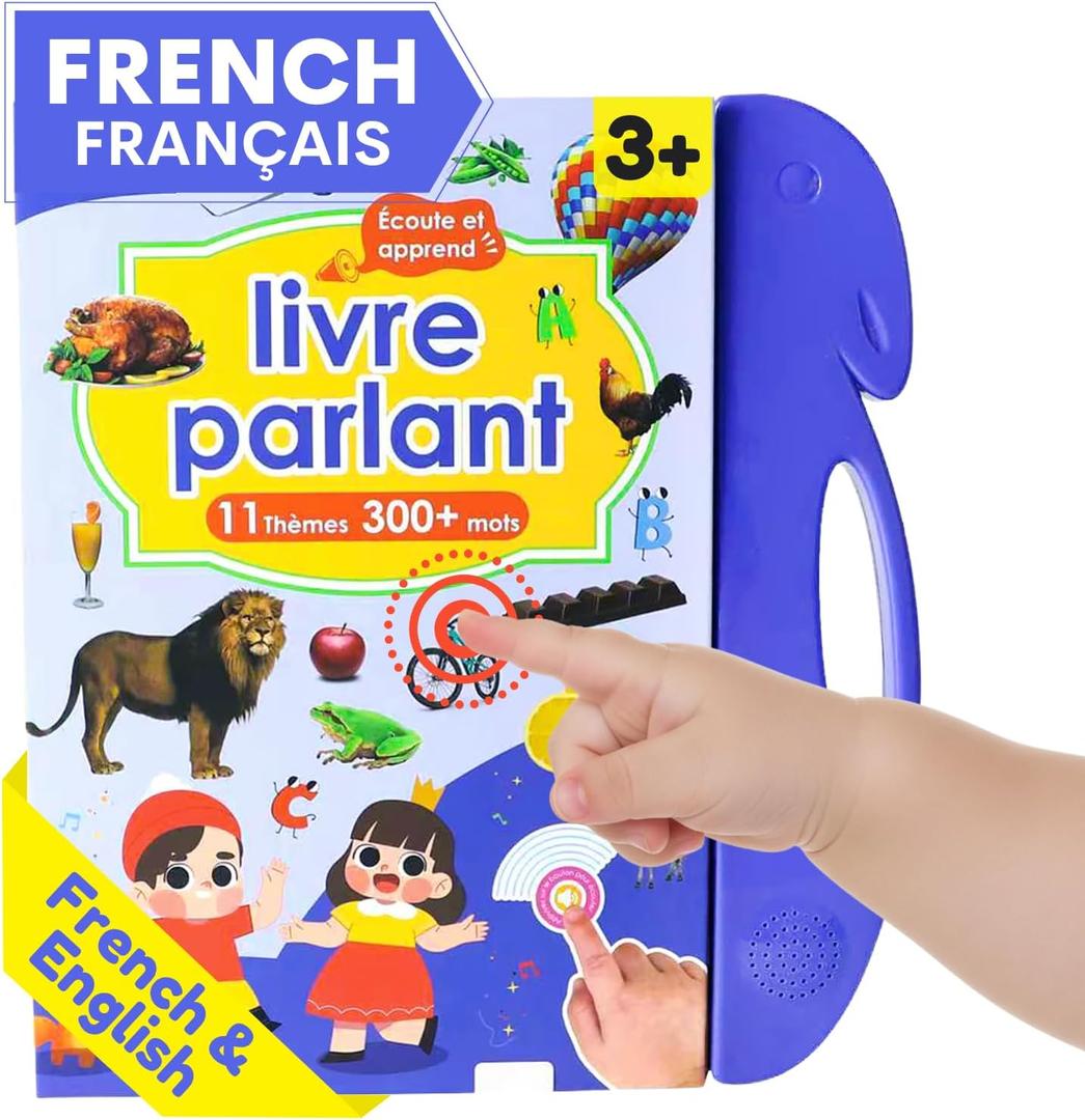 ZeenKind French English Sound Book for Kids 2 3 4 5 Years Old, Learn French for Kids Interactive Audio Learning Talking Books for Toddlers, Educational Livres en Francais Pour Enfants