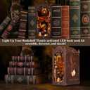 Book Nook Kit,DIY Miniature House Kit,Dollhouse Booknook with Dust Cover & LED Light,3D Wooden Bookends Puzzle,Bookshelf Decorfor for Adults, Teens, Beginners,Gifts for Family, Friends