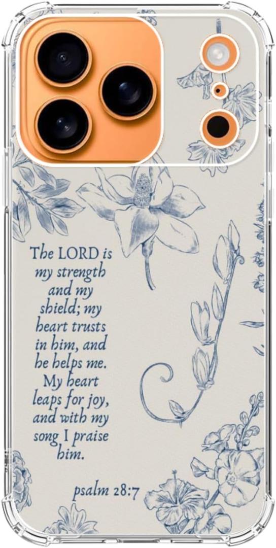 Biblical Quotes Floral Phone Case Compatible with iPhone 17 Pro Max, Bible Sayings Phone Cover for iPhone 17 Pro Max